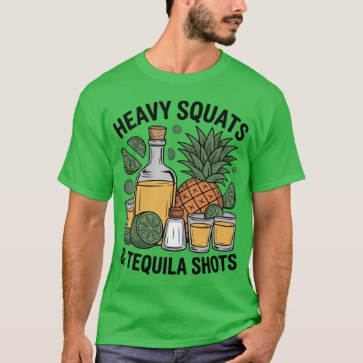 Heavy Squats Andequila Shot Personalrainerequila L Tシャツ (正面)