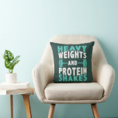 Heavy Weights and Protein Shakes Gym Throw Pillow クッション (椅子)