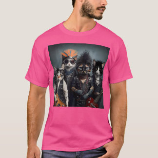 Heavymetal Headbanger Meowtal Cats Band懸命岩 Tシャツ