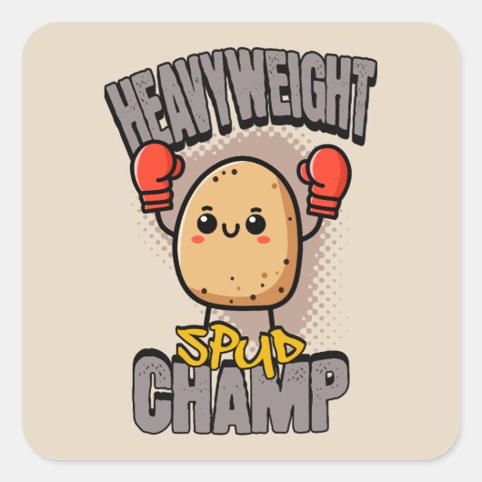 Heavyweight Spud Champ Boxing Potato  スクエアシール (正面)