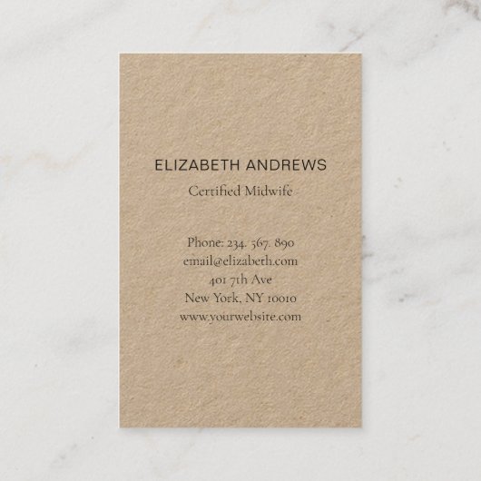 Hebamme, Storch schlicht-moderne Visitenkarte 名刺 (裏面)