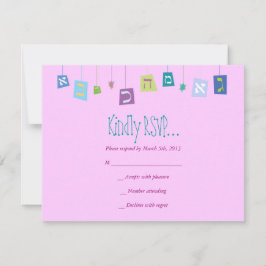 HEBREW ぶら下がった LETTERS名前付けRSVP返信カード 出欠カード