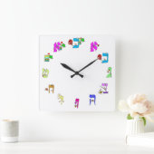 Hebrew alphabet clock スクエア壁時計 (ホーム)