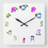 Hebrew alphabet clock スクエア壁時計 (正面)