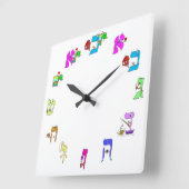 Hebrew alphabet clock スクエア壁時計 (傾斜)