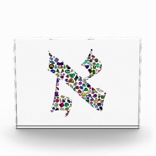 Hebrew Letter ALEF made with Gemstones フォトブロック (正面)