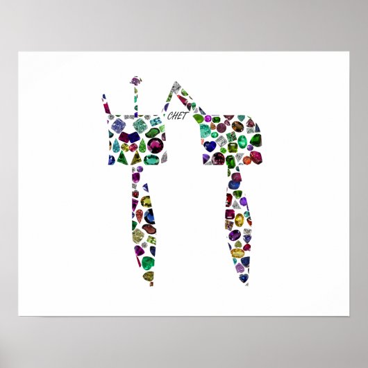 Hebrew Letter 'CHET' made with Diamonds and Gems ポスター (正面)