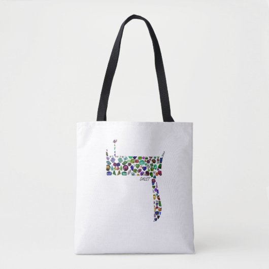 Hebrew Letter DALET made with Gemstones トートバッグ (正面)