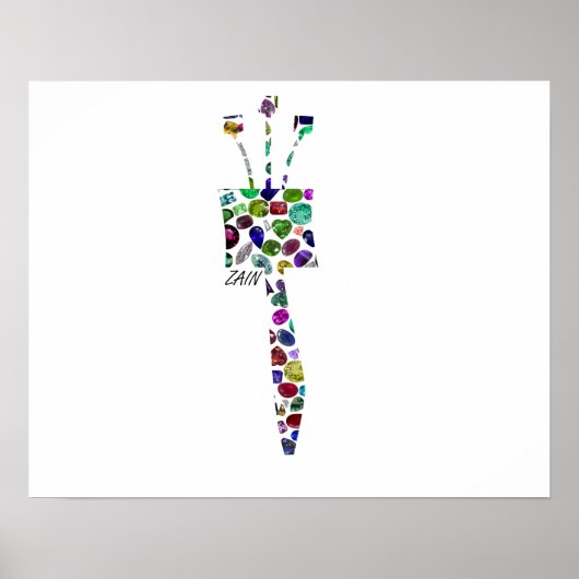 Hebrew Letter ZAIN made with Gemstones ポスター (正面)