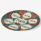 Hebrew Pesach Seder Plate for Passover Dinner  ペーパープレート (アングル)