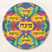 Hebrew Pesach Seder Plate for Passover Dinner  ラウンドペーパーコースター (正面)