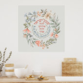Hebrew Shema Israel In Flower Wreath Jewish Prayer ポスター (キッチン)