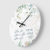 Hebrew Shema Israel Jewish Prayer Torah Quote ラージ壁時計 (傾斜)