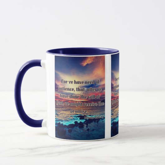 Hebrews 10:36 KJVバイブル聖句Pic Two-Tone マグカップ (左)
