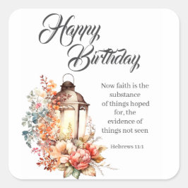 Hebrews 11:1 Christian Birthday Wishes スクエアシール