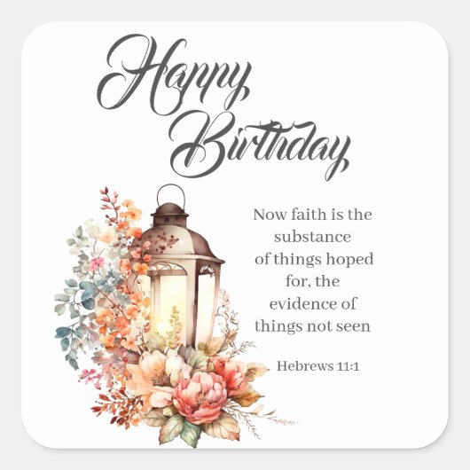 Hebrews 11:1 Christian Birthday Wishes スクエアシール (正面)