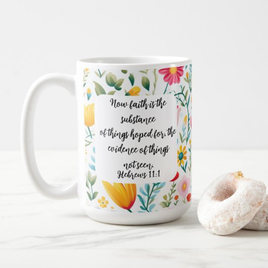 Hebrews 11:1 Coffee Mug コーヒーマグカップ (ドーナツ)