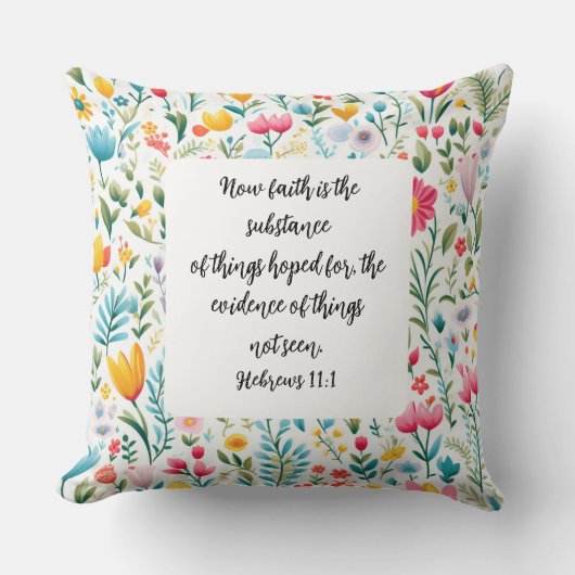 Hebrews 11:1 Throw Pillow クッション (正面)