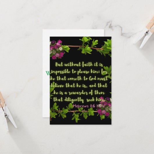 Hebrews 11:6 KJVバイブル聖句Pic Flat Greeting カード (正面/裏面インサイチュ)