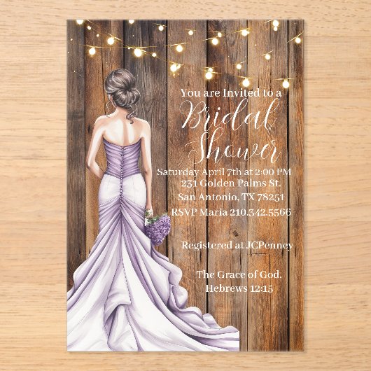 Hebrews 12:15 Graceful Bridal Shower Invitation アクリル招待状 (正面)