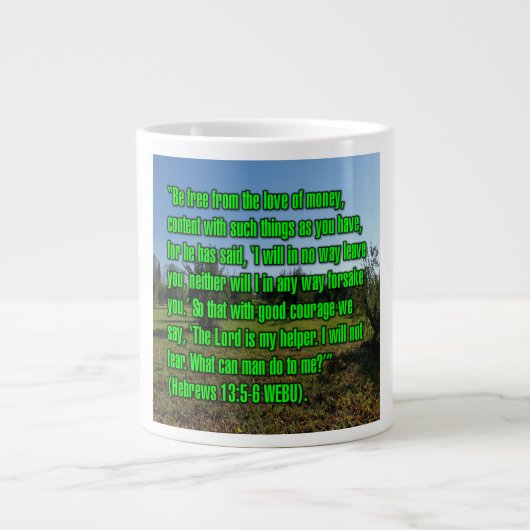 Hebrews 13:5–6 WEBU Mug ジャンボコーヒーマグカップ (正面)