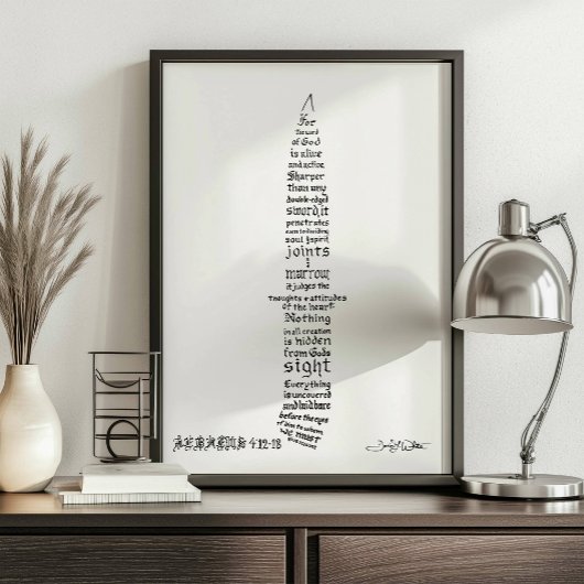 Hebrews 4 12 13聖書の聖句の書 ポスター