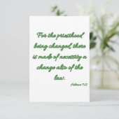 Hebrews 7:12 KJVバイブルVerse Flat Greeting Card カード (スタンド正面)