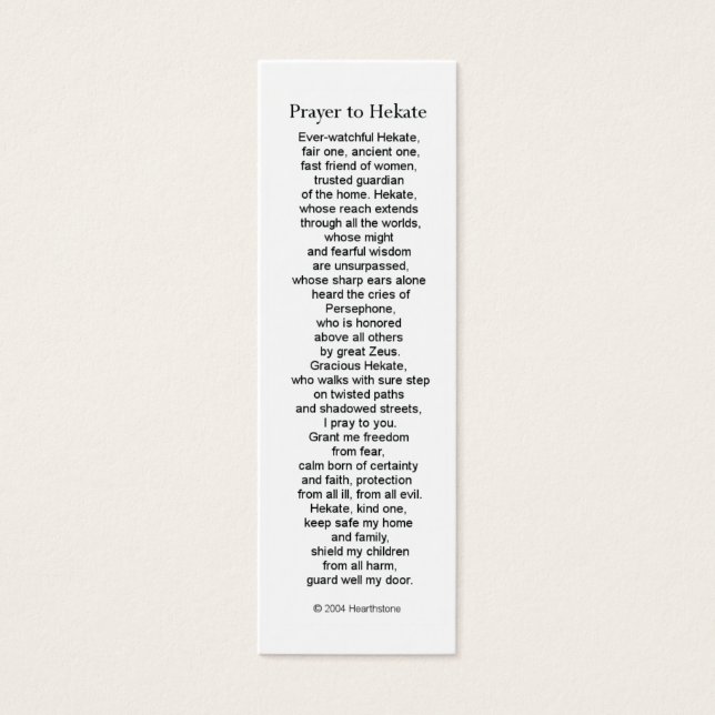 Hecate (Hekate)祈りの言葉カード (正面)