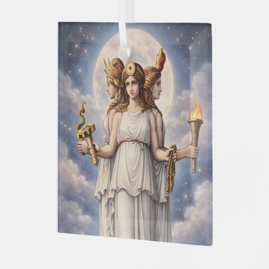 Hecate Triple Goddess Celestial Moon Art – myth ガラスオーナメント (正面左)