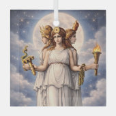 Hecate Triple Goddess Celestial Moon Art – myth ガラスオーナメント (正面)