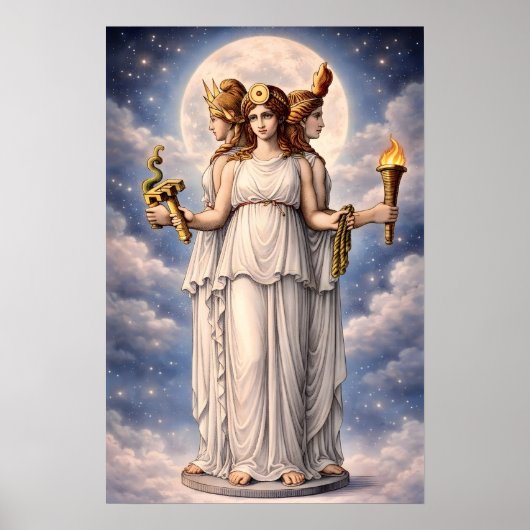 Hecate Triple Goddess Celestial Moon Art – myth ポスター (正面)