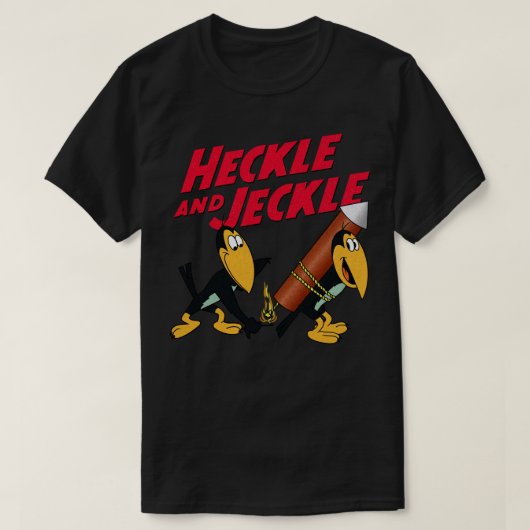 HeckleとJeckle Cartoon MagpieキャラクターとLo Tシャツ (デザイン正面)