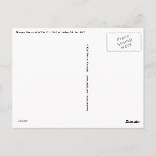 Hectorrail 161.106-0 "Deckard" at Halden, Norway ポストカード (裏面)