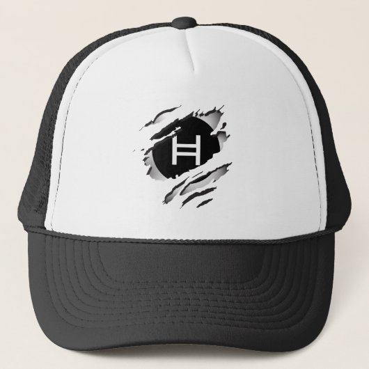 Hedera破れたロゴのリビールイメージ – Trucker Hat キャップ (正面)