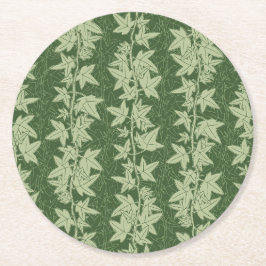 Hedera Ivyつる植物 – 植物性の緑のL_Dパターン。 ラウンドペーパーコースター