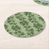 Hedera Ivyつる植物 – 植物性の緑D_Lパターン。 ラウンドペーパーコースター (アングル)