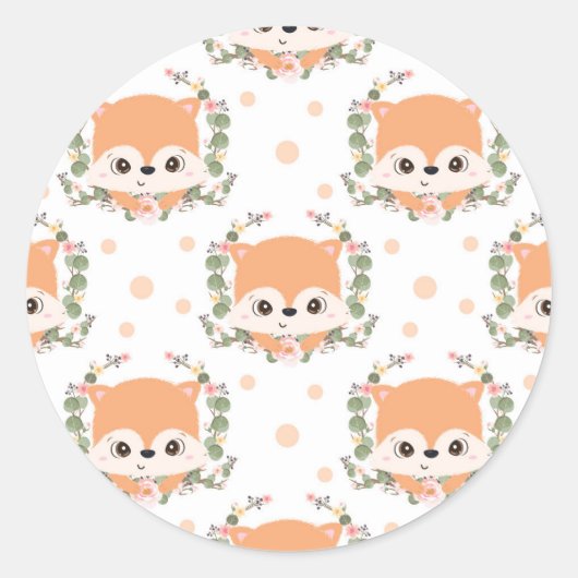 Hedgehog And Flower Tattoo ラウンドシール (正面)