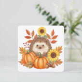 Hedgehog and pumpkin thanksgiving card カード (スタンド正面)