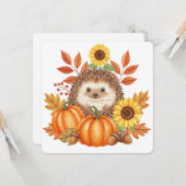 Hedgehog and pumpkin thanksgiving card カード (正面/裏面インサイチュ)