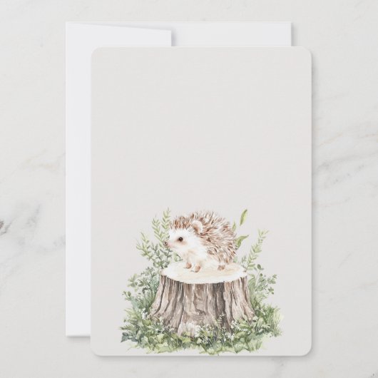 Hedgehog Animal Birthday 招待状 (裏面)