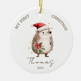 Hedgehog Baby 1st Christmas Photo Ornament セラミックオーナメント