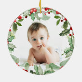 Hedgehog Baby 1st Christmas Photo Ornament セラミックオーナメント (裏面)