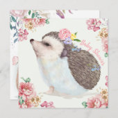 Hedgehog Baby Shower Invitation シーズンカード (正面/裏面)