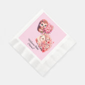Hedgehog Baby Shower Napkins for Girl | Cute Pink  縁ありランチョンナプキン (角)