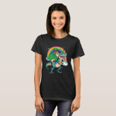 Hedgehog Beer Dino Rex Horn Rainbow Tシャツ (正面フル)