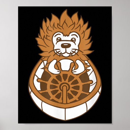 Hedgehog Captain Skipper Sails Cute Cartoon Sailor ポスター (正面)