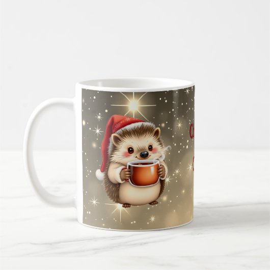 Hedgehog Christmas Coffee  コーヒーマグカップ (左)