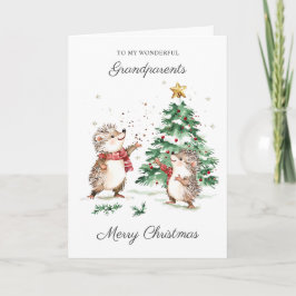 Hedgehog Christmas Grandparents  カード
