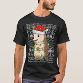 Hedgehog Christmas Lights Ugly Sweater Funny Santa Tシャツ (正面)