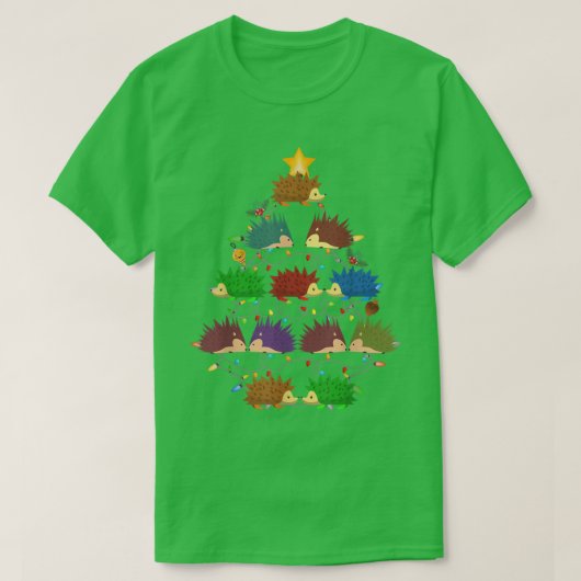 Hedgehog Christmas Tree Lights Ornament Decor Gift Tシャツ (デザイン正面)